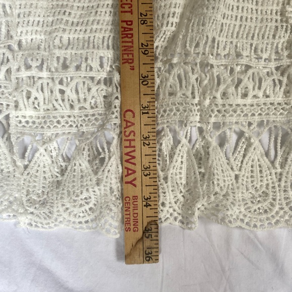 White Lace Crochet 3/4 Sleeve Cover-Up Duster Cardigan Coastal Beach Resortwear - Picture 9 of 9